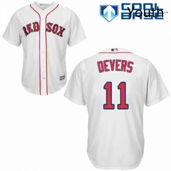 Youth Majestic Boston Red Sox 11 Rafael Devers Authentic White Home Cool Base MLB Jersey